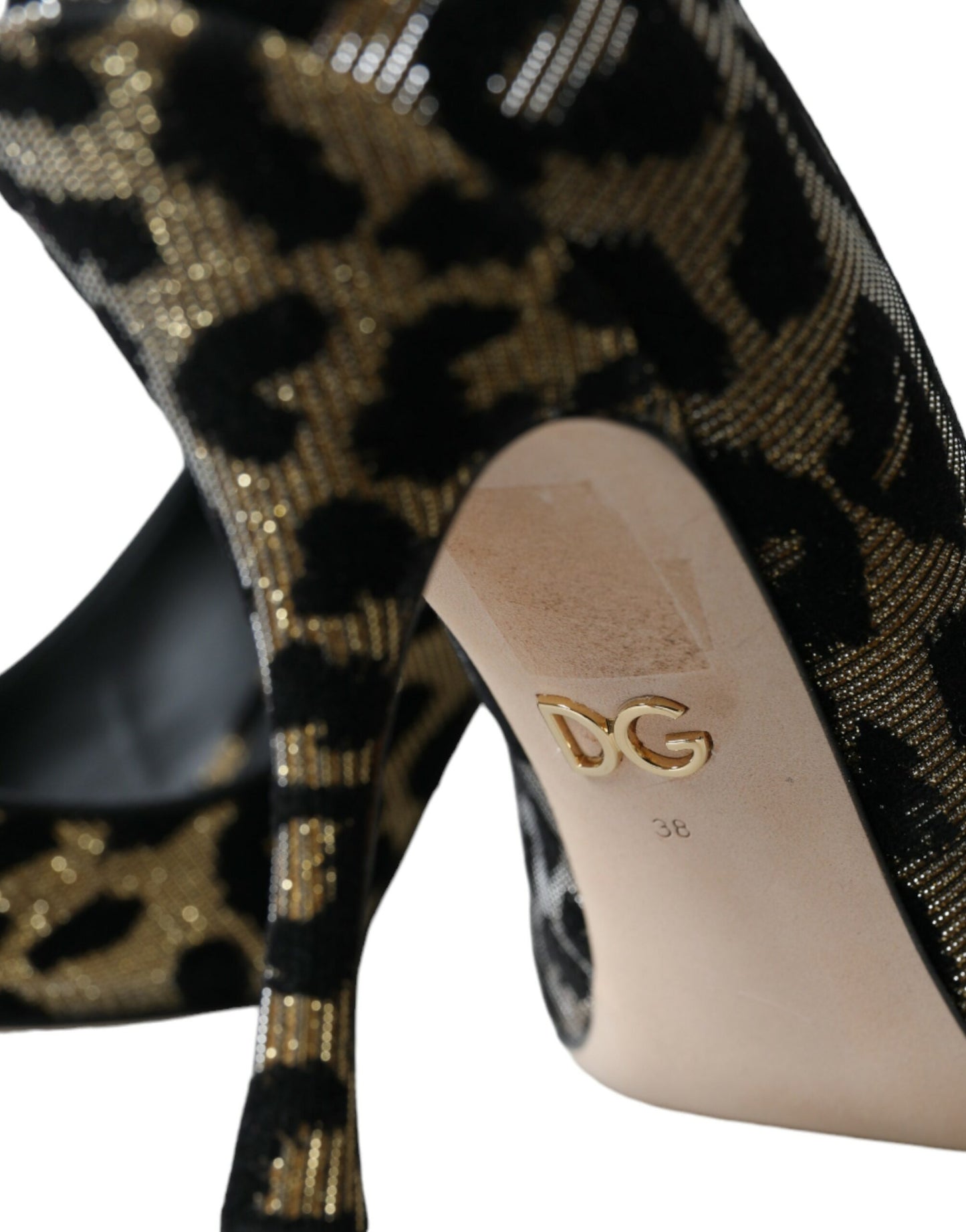 Dolce & Gabbana - Black Gold Leopard Lurex Heels Pumps Shoes